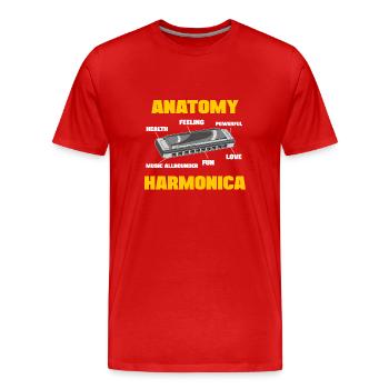 Harpiste française Anatomie Harmoniciste - T-shirt bio Premium Homme - rouge - Devant - Damien (186cm)