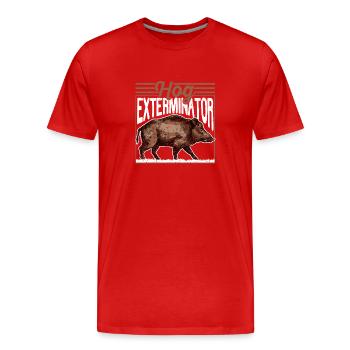 Hog Exterminator Funny Hunting Season Pig Hunter - Men's Premium Organic T-Shirt - red - Front - Damien (186cm)