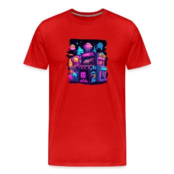 Arcade Gaming Retro Automaten Spiele 80er Gamer - Männer Premium Bio T-Shirt - Rot - Vorne - Damien (186cm)