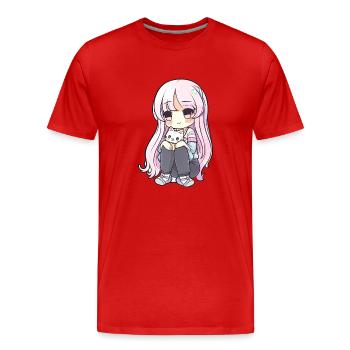Anime Katzen Kawaii Teen Otaku Mädchen Mit Katze - Männer Premium Bio T-Shirt - Rot - Vorne - Damien (186cm)