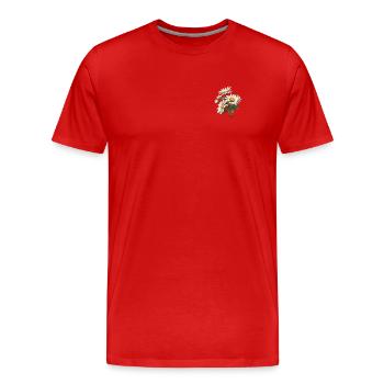 Blumenblumen-Patch-Gänseblümchen Coole Neuheit Gänseblümchen-Wortspiel - Männer Premium Bio T-Shirt - Rot - Vorne - Damien (186cm)