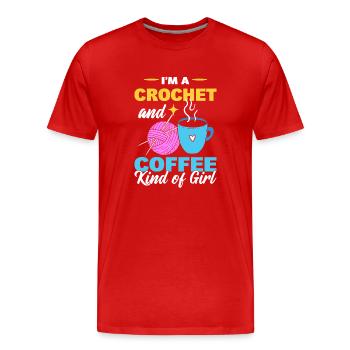 Crochet & Coffee Girl Coffee & Crochet Lovers - T-shirt bio Premium Homme - rouge - Devant - Damien (186cm)