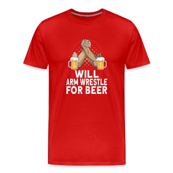Arm wrestler, arm wrestler, arm wrestler, - Men's Premium Organic T-Shirt - red - Front - Damien (186cm)