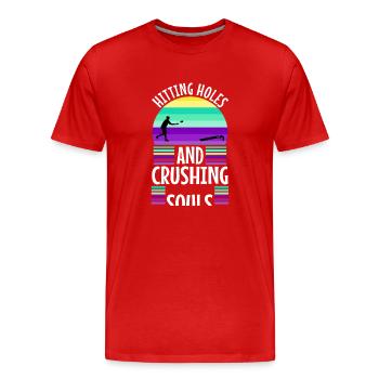 Hitting Holes and Crushing Souls - Männer Premium Bio T-Shirt - Rot - Vorne - Damien (186cm)
