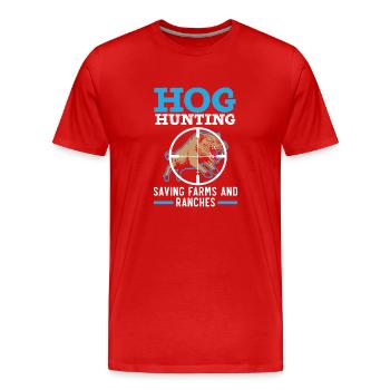Chasse aux porcs, sauvetage de fermes et de ranchs, Wildsc - T-shirt bio Premium Homme - rouge - Devant - Damien (186cm)