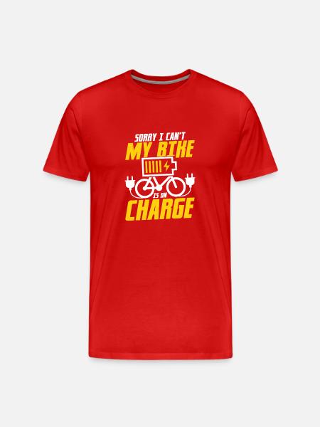 Désolé, je ne peux pas mon vélo est en charge pédale électrique - T-shirt bio Premium Homme - rouge