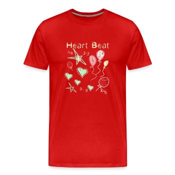 Battement de cœur - Style craie - T-shirt bio Premium Homme - rouge - Devant - Damien (186cm)
