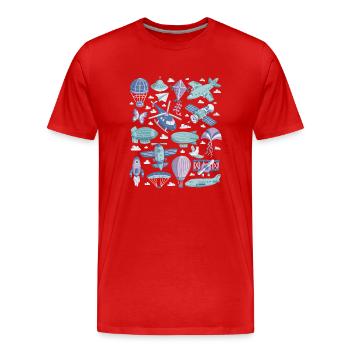 Aviation - Hélicoptère, Avion, OVNI - T-shirt bio Premium Homme - rouge - Devant - Damien (186cm)