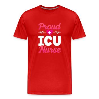 Fière infirmière en soins intensifs - T-shirt bio Premium Homme - rouge - Devant - Damien (186cm)