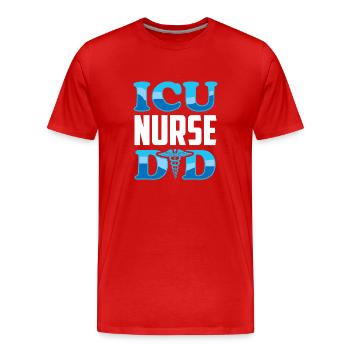 Infirmière en soins intensifs Papa Soins intensifs - T-shirt bio Premium Homme - rouge - Devant - Damien (186cm)