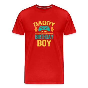 Daddy Of the Birthday Boy Gaming Gift Idea - Men's Premium Organic T-Shirt - red - Front - Damien (186cm)