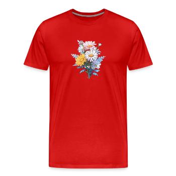 Blumen Gänseblümchen Liebhaber Vintage Blumen Humor Neuheit - Männer Premium Bio T-Shirt - Rot - Vorne - Damien (186cm)