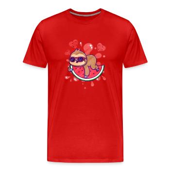Watermelon - Men's Premium Organic T-Shirt - red - Front - Damien (186cm)