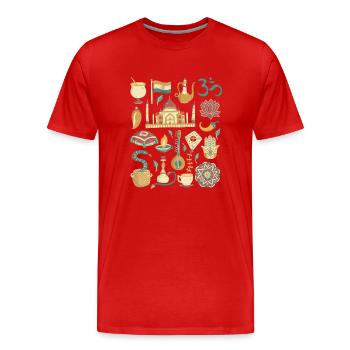 Inde - T-shirt bio Premium Homme - rouge - Devant - Damien (186cm)