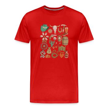Wild West - Men's Premium Organic T-Shirt - red - Front - Damien (186cm)