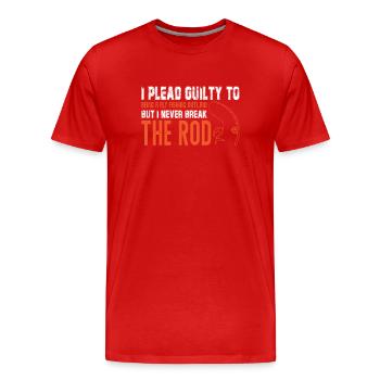 Funny Fly Fishing - Fly Fishing Outlaw, Never - Männer Premium Bio T-Shirt - Rot - Vorne - Damien (186cm)