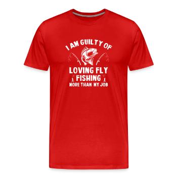 Funny Fly Fishing - Love Fly Fishing More Than My - Männer Premium Bio T-Shirt - Rot - Vorne - Damien (186cm)