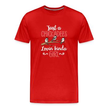 Meise Vogel Chickadee Vogelbeobachtung - Männer Premium Bio T-Shirt - Rot - Vorne - Damien (186cm)