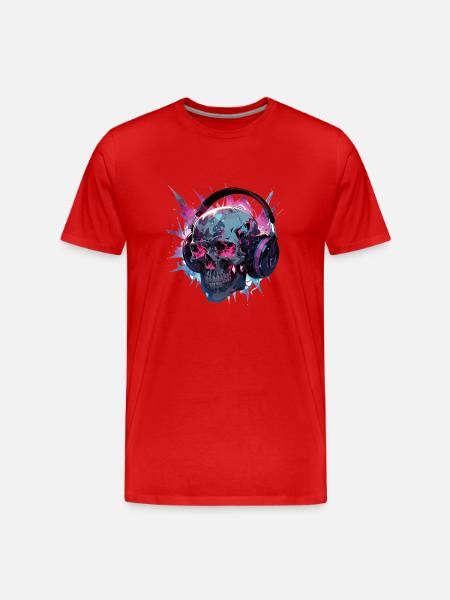 Skull Skull Headphones Skull Modern - Men's Premium Organic T-Shirt - red