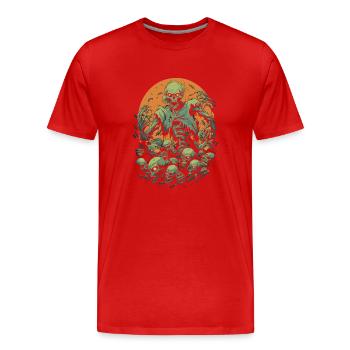 Creepy Halloween zombie and undead apocalypse - Men's Premium Organic T-Shirt - red - Front - Damien (186cm)