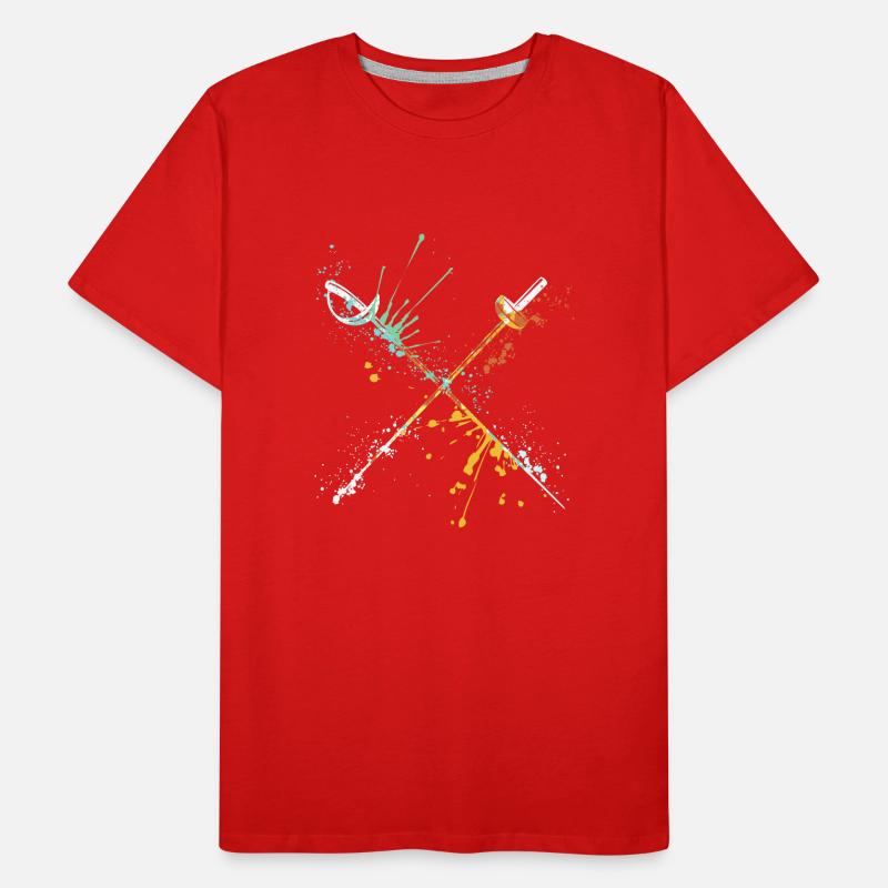 Conception de clôture d’éclaboussures pour escrimeur d’épée T-shirt bio Premium Homme