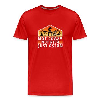Pas fou Pas riche Juste asiatique - T-shirt bio Premium Homme - rouge - Devant - Damien (186cm)