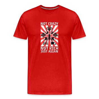 Pas fou Pas riche Juste asiatique - T-shirt bio Premium Homme - rouge - Devant - Damien (186cm)