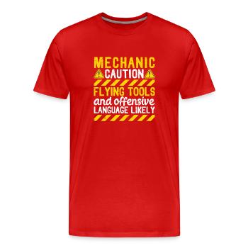 Mechanic Warning Flying Tools Insulting - Men's Premium Organic T-Shirt - red - Front - Damien (186cm)