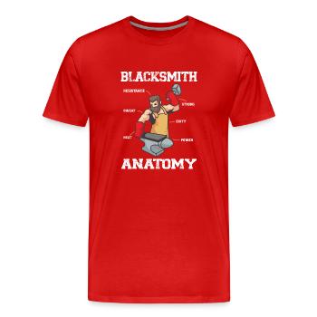 Blacksmith Gear Blacksmith Anatomy Gift Idea - Männer Premium Bio T-Shirt - Rot - Vorne - Damien (186cm)