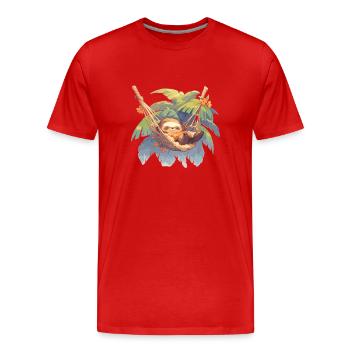 Hamac paresseux Paresseux Paresseux Palmier paresseux - T-shirt bio Premium Homme - rouge - Devant - Damien (186cm)