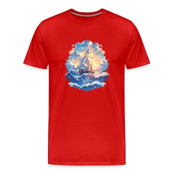 Voile, voilier, régate, voile, mer, voile - T-shirt bio Premium Homme - rouge - Devant - Damien (186cm)