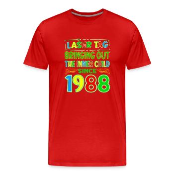 Laser Tag faisant ressortir l’enfant intérieur des années - T-shirt bio Premium Homme - rouge - Devant - Damien (186cm)