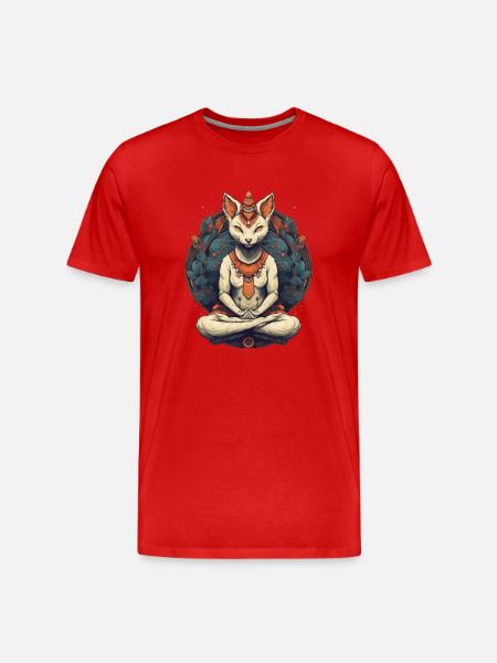 Yoga Cat - Men's Premium Organic T-Shirt - red