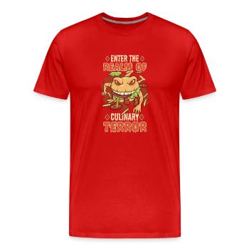 Horror Burger Fastfood Halloween Scary Food Monste - Männer Premium Bio T-Shirt - Rot - Vorne - Damien (186cm)