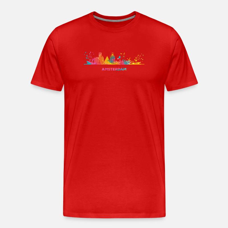 Amsterdam Skyline Amsterdam - Männer Premium Bio T-Shirt - Rot