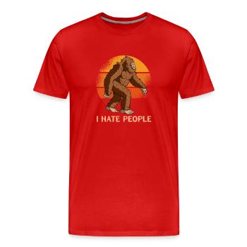 I Hate People Bigfoot - Men's Premium Organic T-Shirt - red - Front - Damien (186cm)