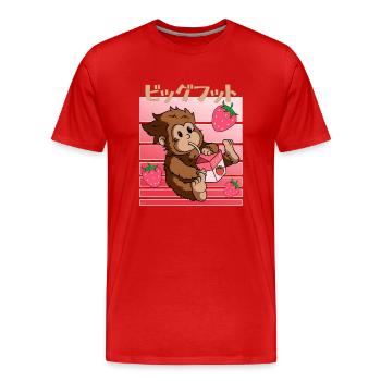 Milkshake aux fraises Bigfoot Kawaii - T-shirt bio Premium Homme - rouge - Devant - Damien (186cm)