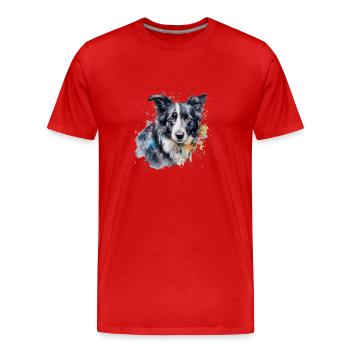 Border Collie - T-shirt bio Premium Homme - rouge - Devant - Damien (186cm)