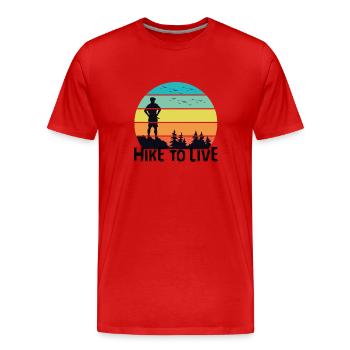 Hike To Live - Men's Premium Organic T-Shirt - red - Front - Damien (186cm)