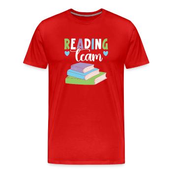 Lesen oder nicht lesen - eine dumme Frage - Männer Premium Bio T-Shirt - Rot - Vorne - Damien (186cm)