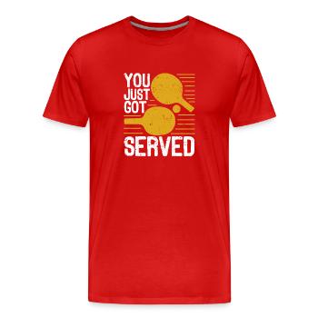 Du wurdest gerade bedient Tischtennisspieler - Männer Premium Bio T-Shirt - Rot - Vorne - Damien (186cm)