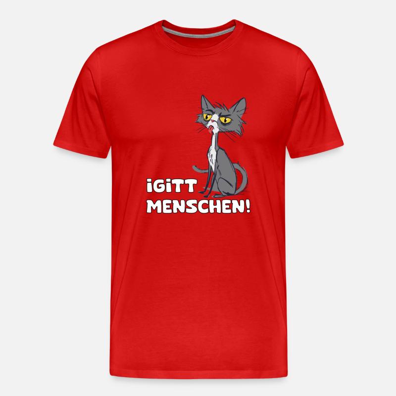 Igitt Menschen, Katze - Männer Premium Bio T-Shirt - Rot