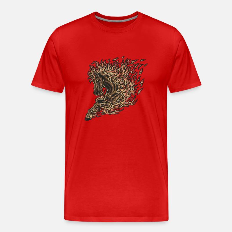 Feuer Pferd - Männer Premium Bio T-Shirt - Rot
