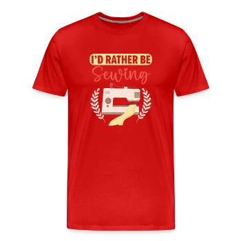 Je préfère coudre, coudre, crocheter, coudre - T-shirt bio Premium Homme - rouge - Devant - Damien (186cm)