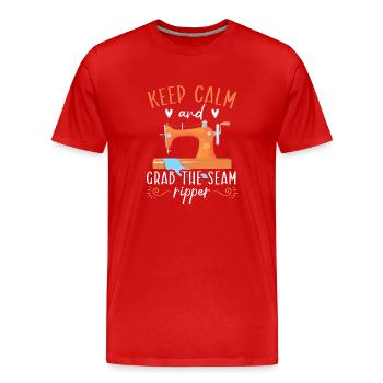Stay calm and take the seam ripper Sewing - Men's Premium Organic T-Shirt - red - Front - Damien (186cm)