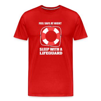 Feel Safe At Night Sleep With A Life Guard - Men's Premium Organic T-Shirt - red - Front - Damien (186cm)