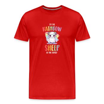 Rainbow Sheep LGBT Lesbian Gay Community Pride - T-shirt bio Premium Homme - rouge - Devant - Damien (186cm)