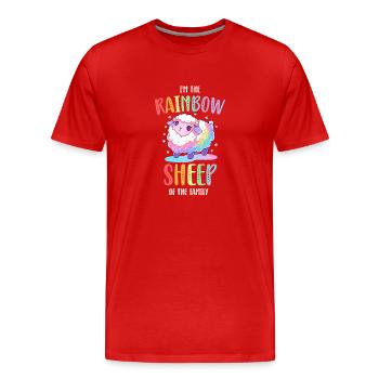 Rainbow Sheep LGBTQ Transgender Pride Community - T-shirt bio Premium Homme - rouge - Devant - Damien (186cm)