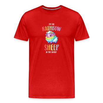 Rainbow Sheep Lesbian Gay Community Transgenre - T-shirt bio Premium Homme - rouge - Devant - Damien (186cm)