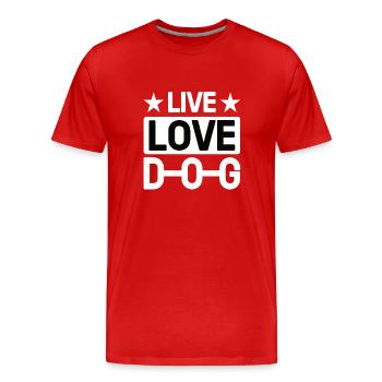 Live Love Dog - T-shirt bio Premium Homme - rouge - Devant - Damien (186cm)